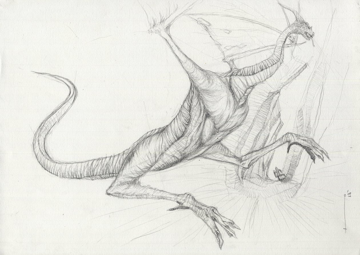 A Dragon (Pencil Sketch) by Alessandro Lonati