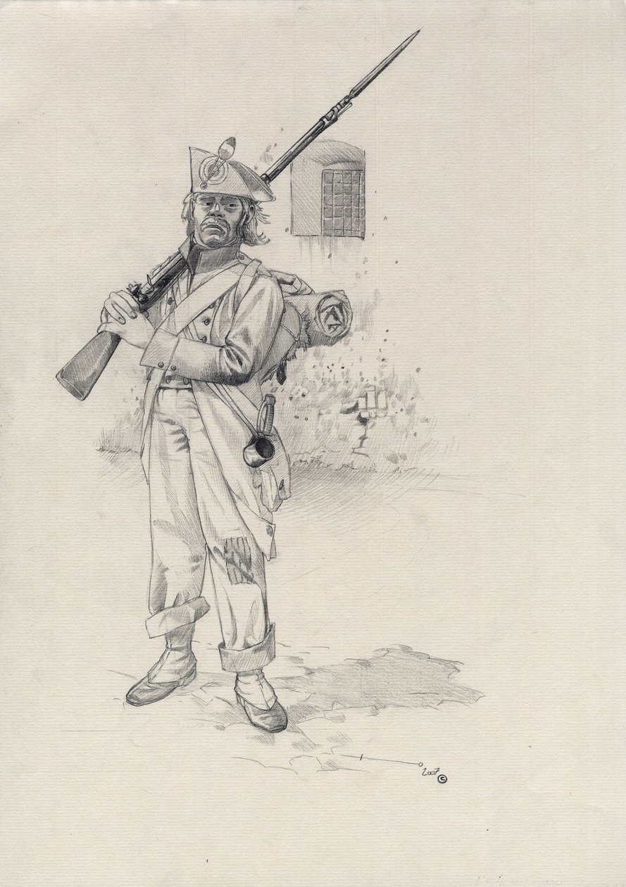 First Empire: soldier of the Napoleonic army, infantryman soldier of a brigade of riders in a fort by Alessandro Lonati
