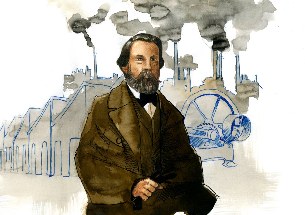 Portrait of Friedrich Engels (1820-1895), German socialist theorist and politician by Alessandro Lonati