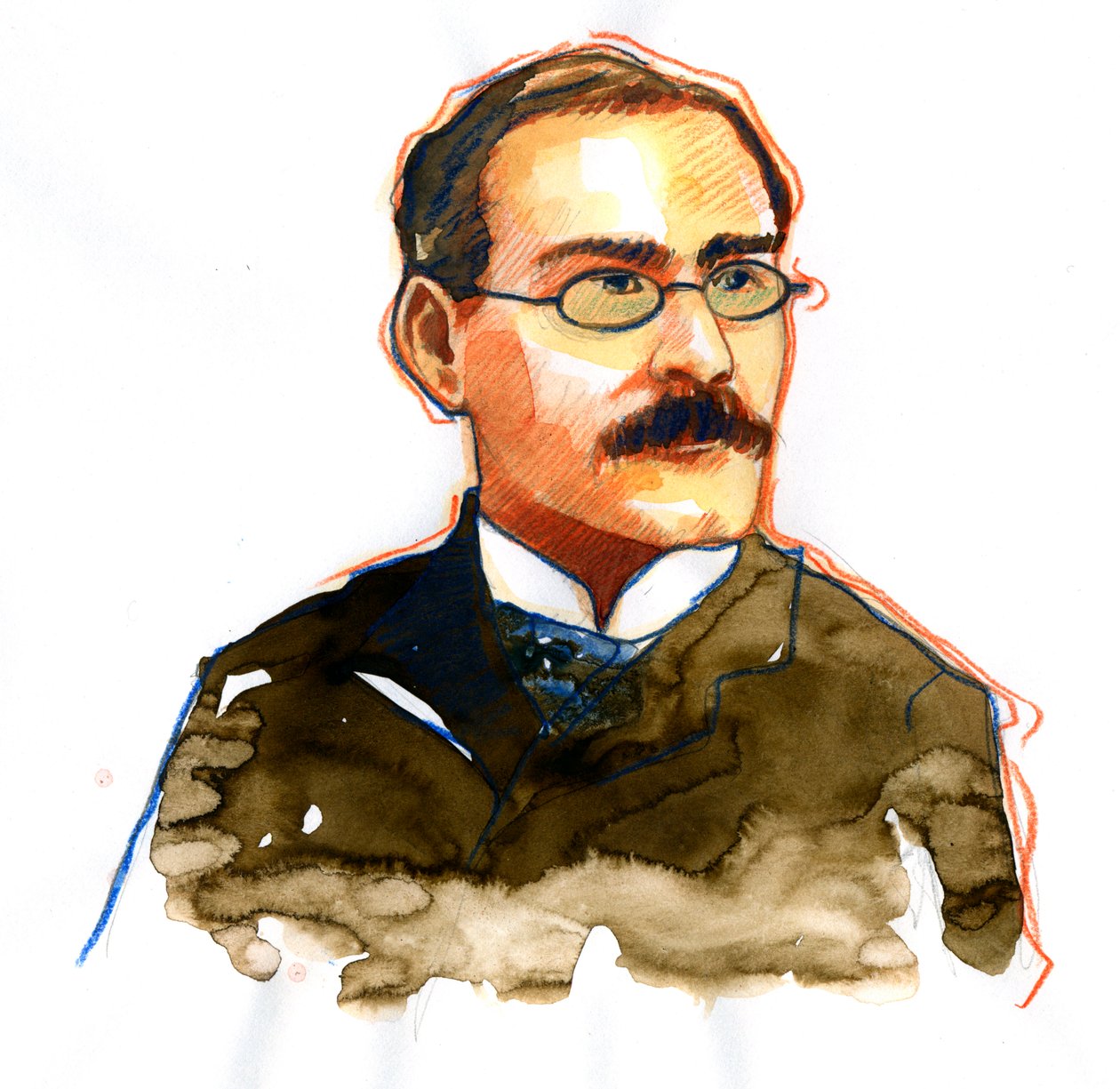 Portrait of Rudyard Kipling (1865-1936), English writer by Alessandro Lonati