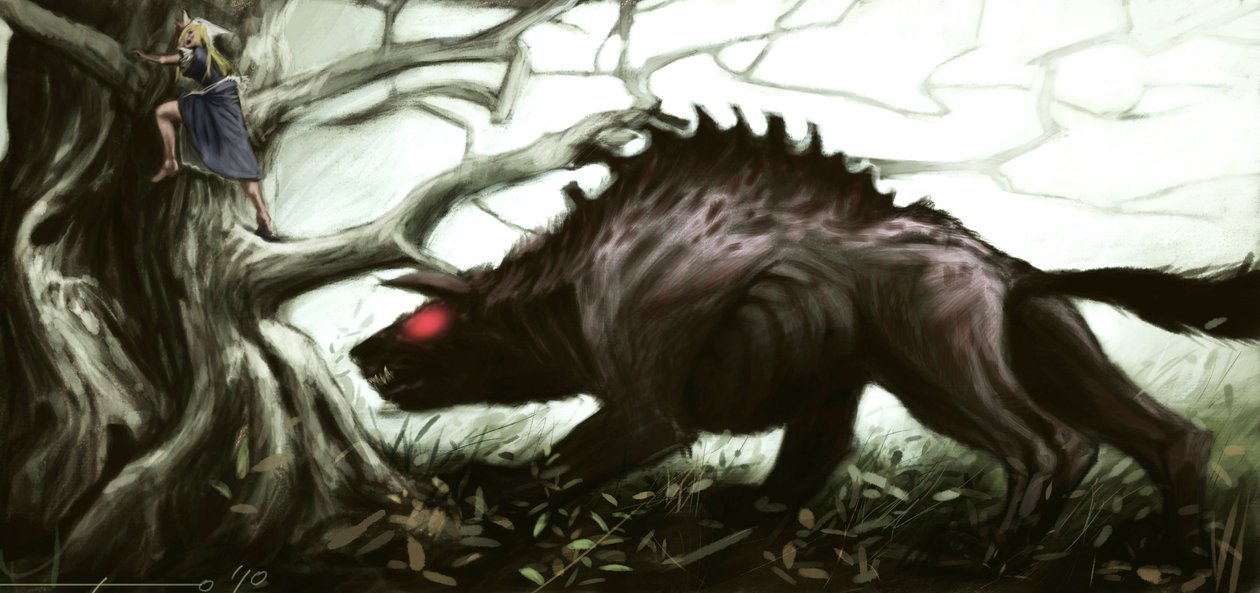 Legendary Beast of Gevaudan Attacking a Girl (Illustration) by Alessandro Lonati