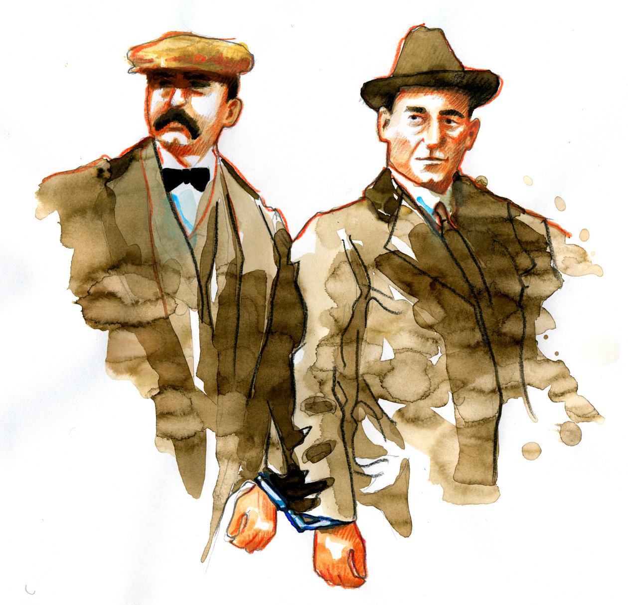 Portrait of Italian Anarchists Bartolomeo Vanzetti and Nicola Sacco by Alessandro Lonati