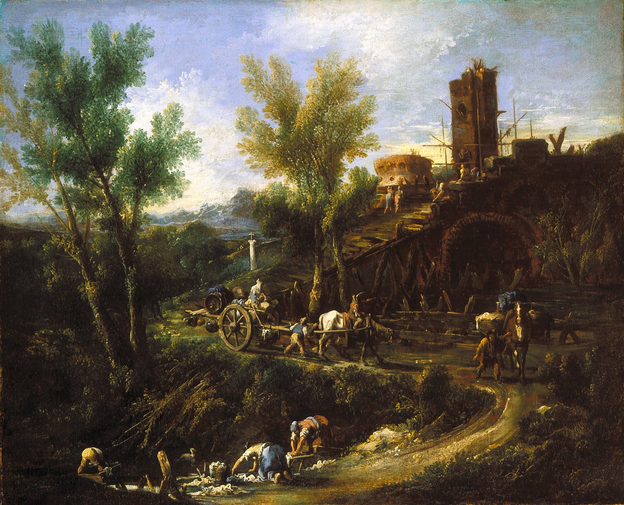 Landscape With Gypsies And Washerwomen by Alessandro Magnasco
