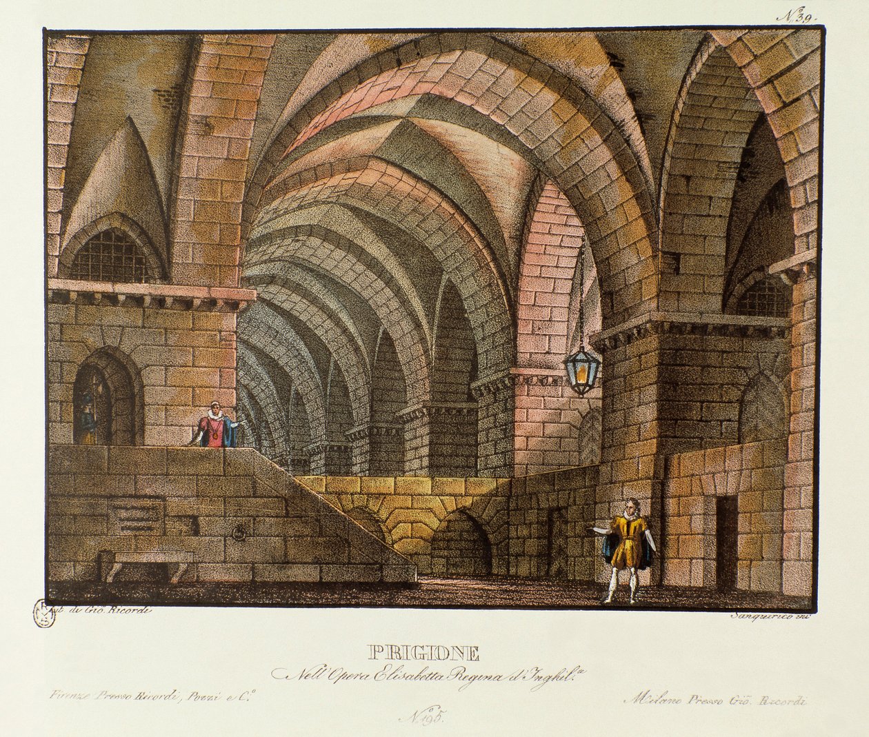 Norfolk visits the prisoner Leicester in the Scenography prison for the 1828 performance of the opera “Elisabetta, Regina d