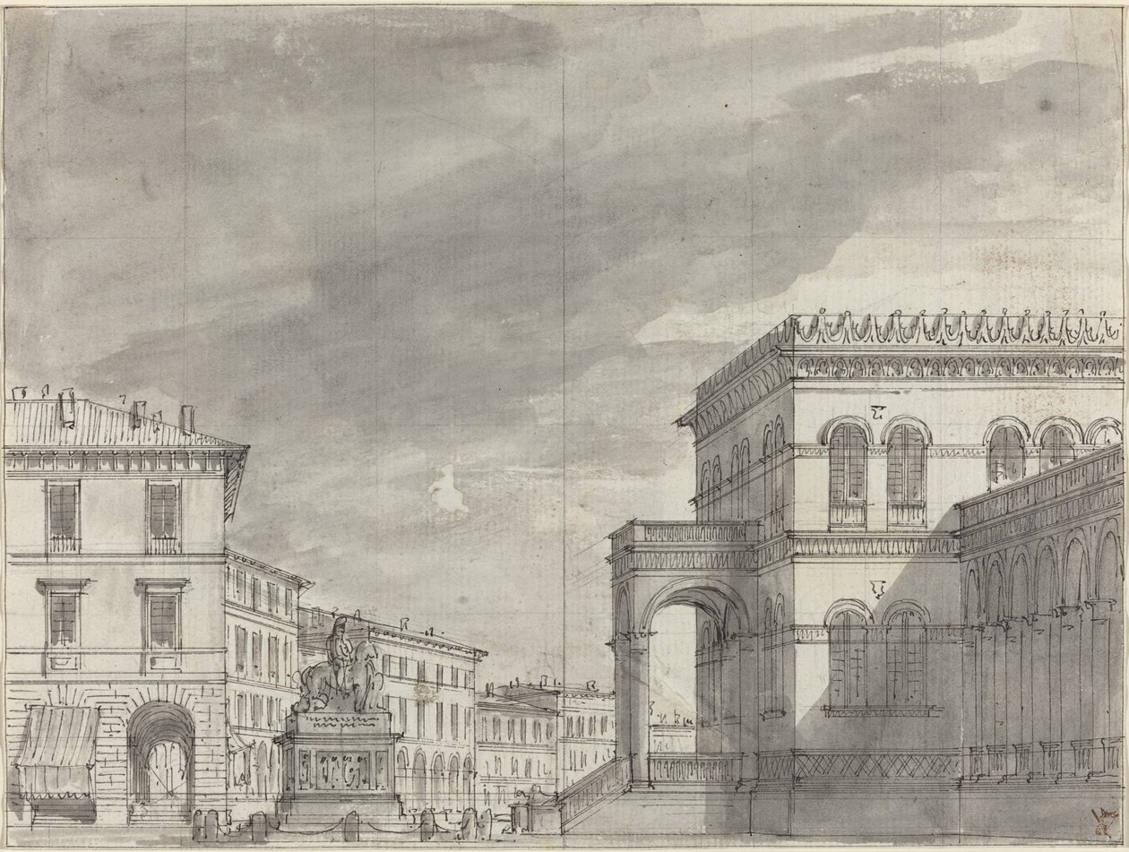 Piazza with an Equestrian Monument and a Palace by Alessandro Sanquirico