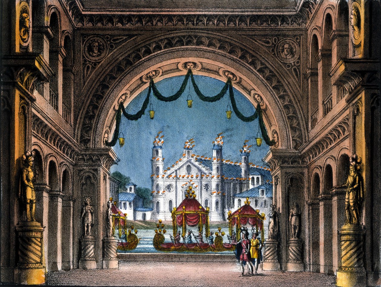 Scenography of Sanquirico for the opera “La straniera” (L