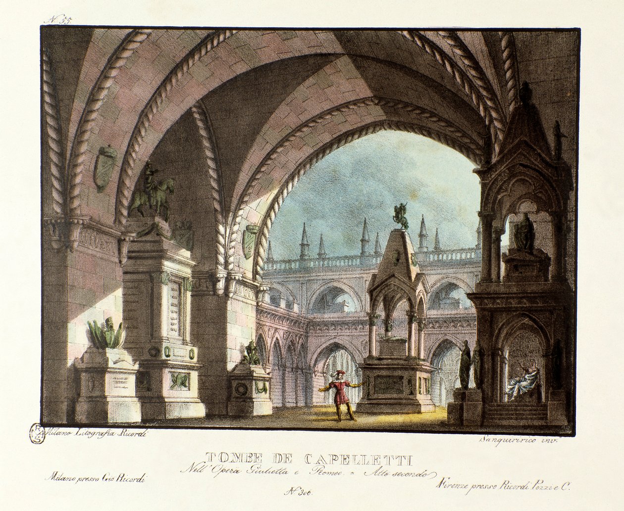 The tomb of the Capulet family Scenography for the performance at the Teatro Carcano in 1829 of the opera 