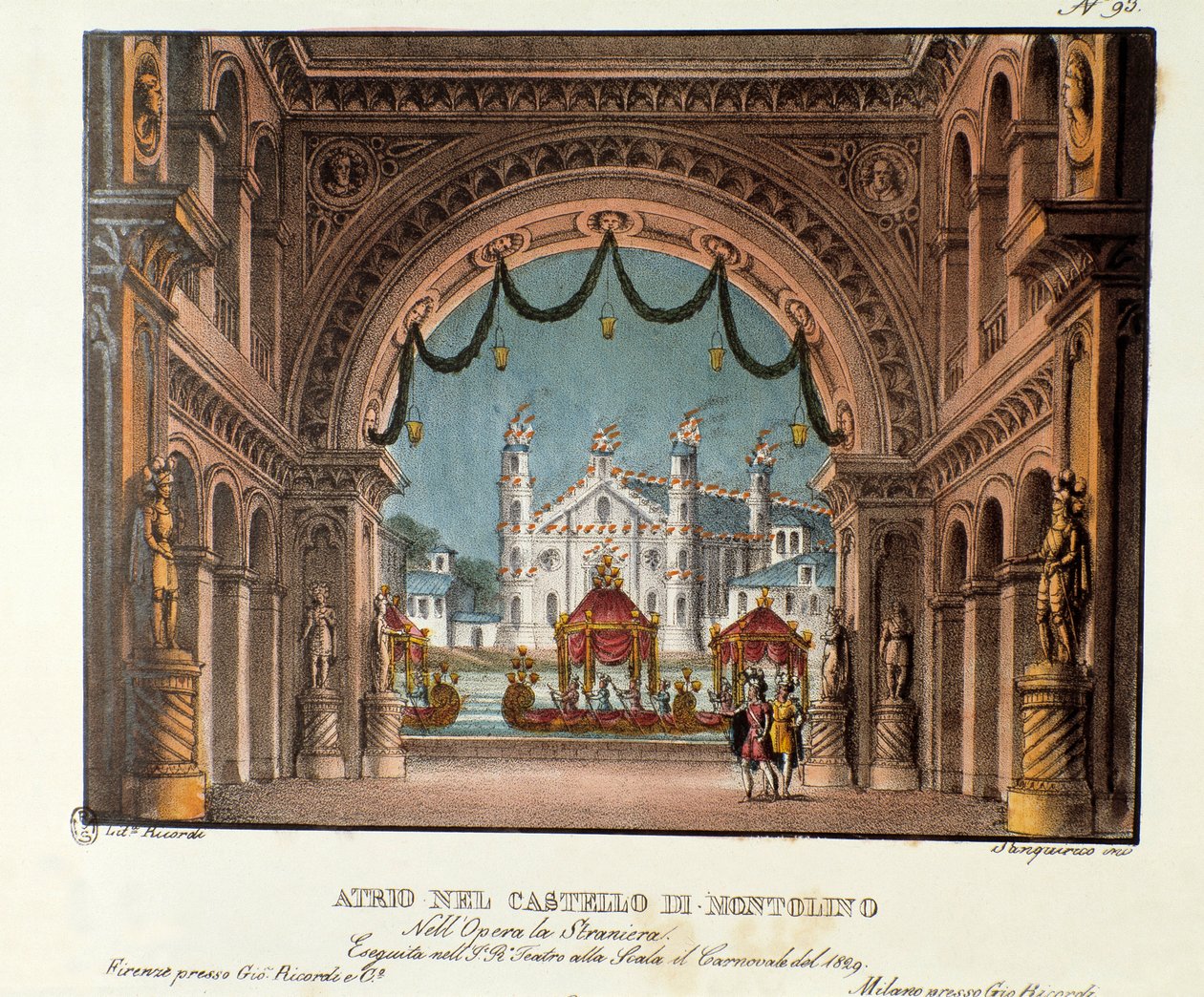 The vestibule of the castle of Montolino in Brittany - Scenography for the opera 
