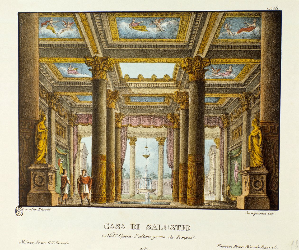 View of the House of Salustio. Scenography for the representation of Giovanni Pacini