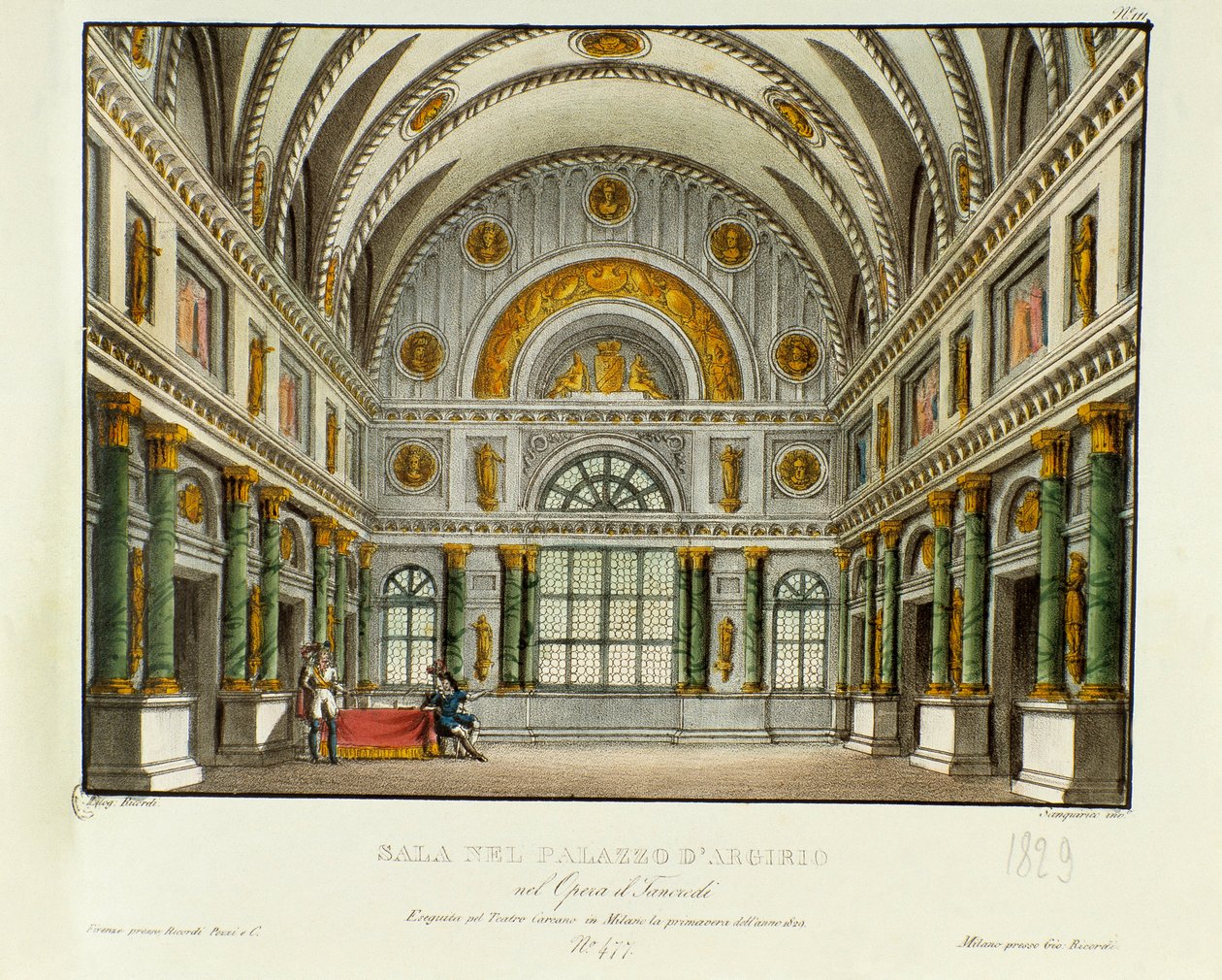View of the Palace of the King of Syracuse Argirio. Scenography for the Opera 