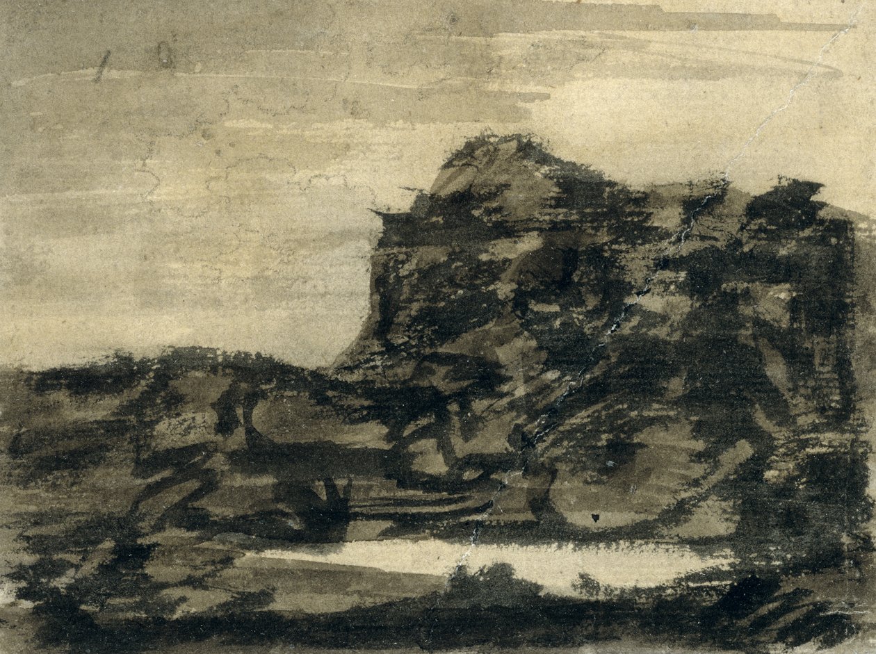 The Lake at the Foot of the Crag by Alexander Cozens
