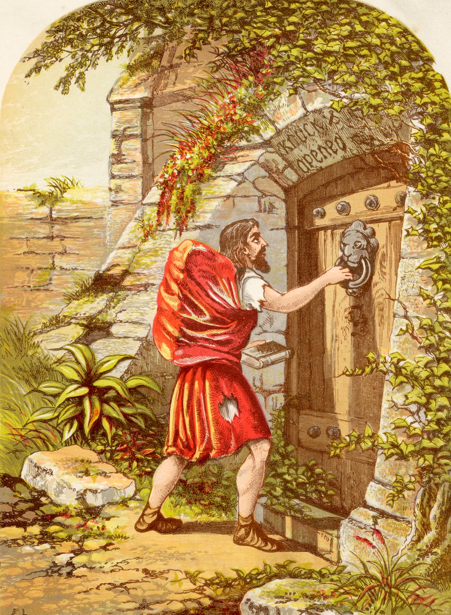 Christian at the Gate, from The Pilgrims Progress by John Bunyan published, c.1880 by Alexander Francis Lydon