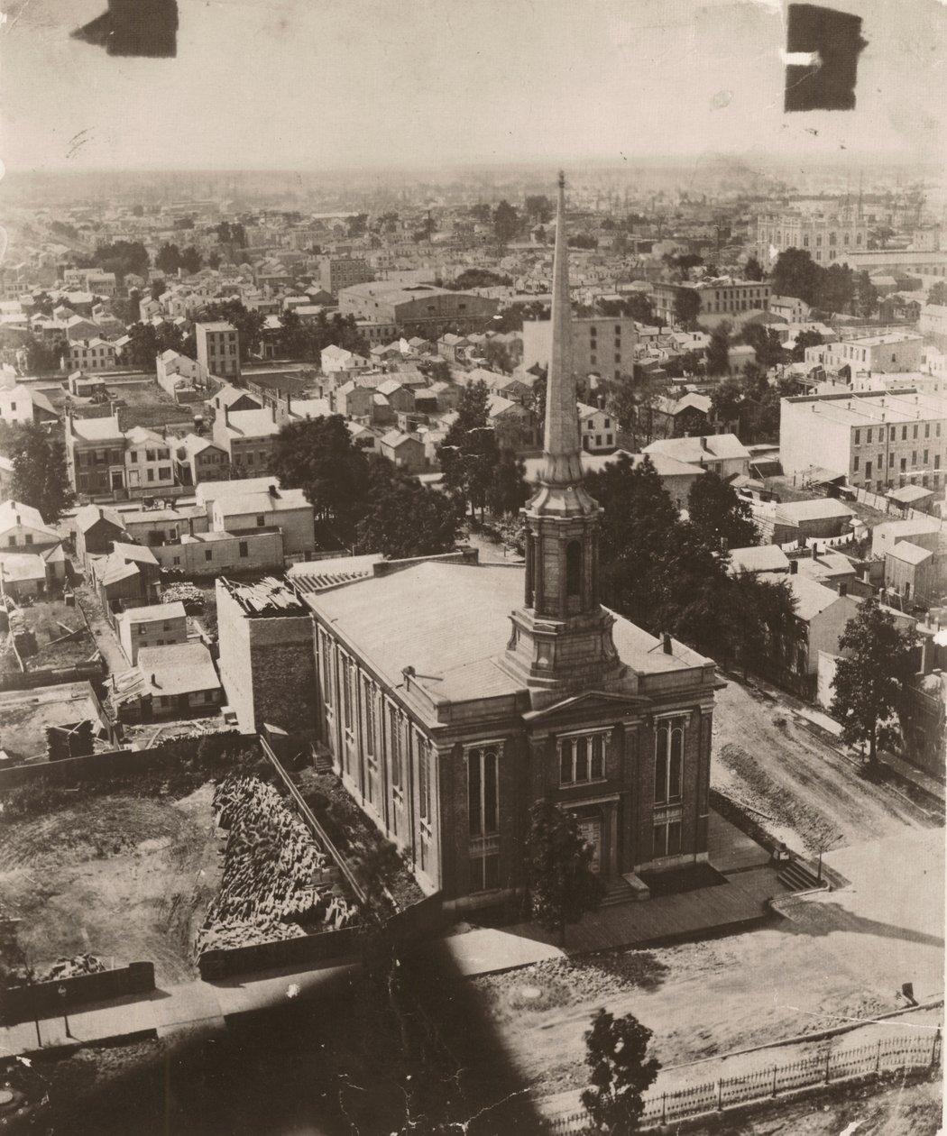 View south-southwest from the cupola of the courthouse in Chicago, 1858 by Alexander Hesler