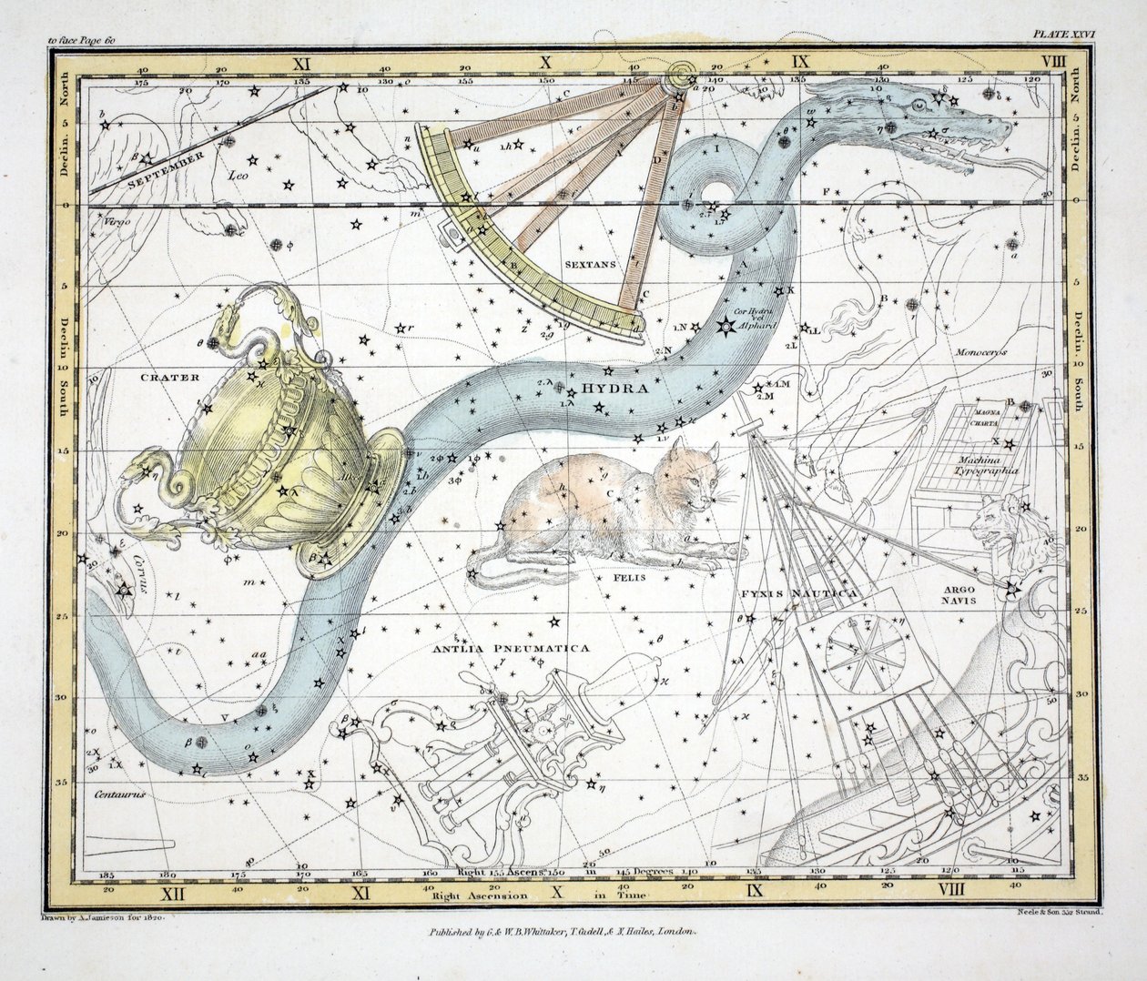 The Constellations (Plate XXVI) Hydra, Sextan