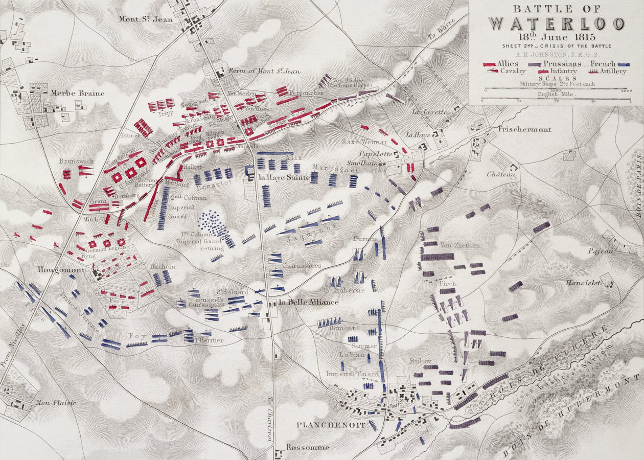 Battle of Waterloo, 18th June 1815, Sheet 2nd, Crisis of the Battle by Alexander Keith Johnston