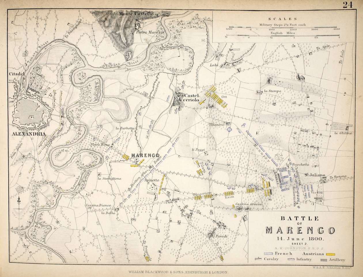 Map of the Battle of Marengo, published by William Blackwood and Sons, Edinburgh and London, 1848 by Alexander Keith Johnston