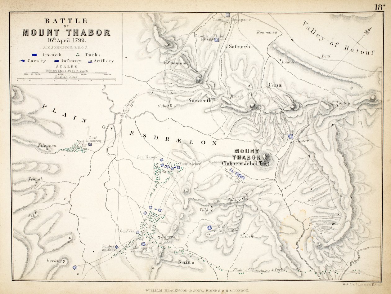Map of the Battle of Mount Thabor, published by William Blackwood and Sons, Edinburgh and London, 1848 by Alexander Keith Johnston