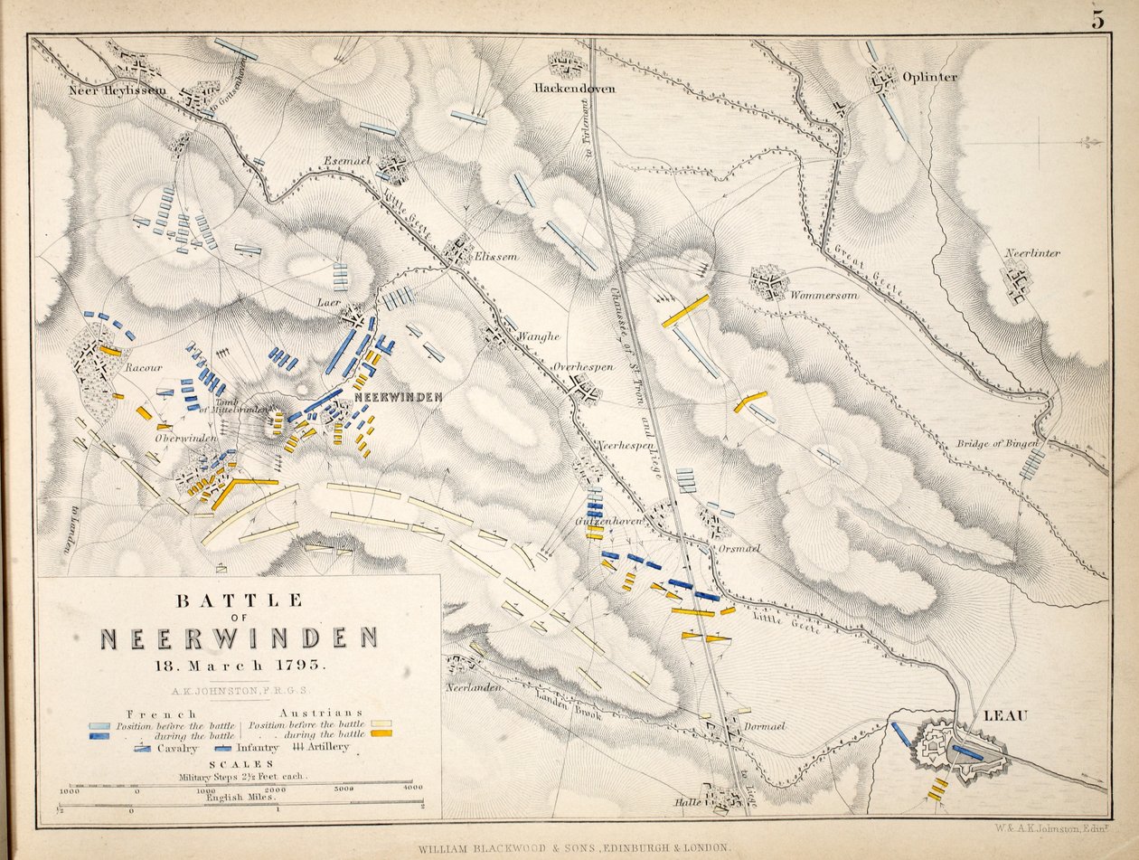 Map of the Battle of Neerwinden, published by William Blackwood and Sons, Edinburgh and London by Alexander Keith Johnston
