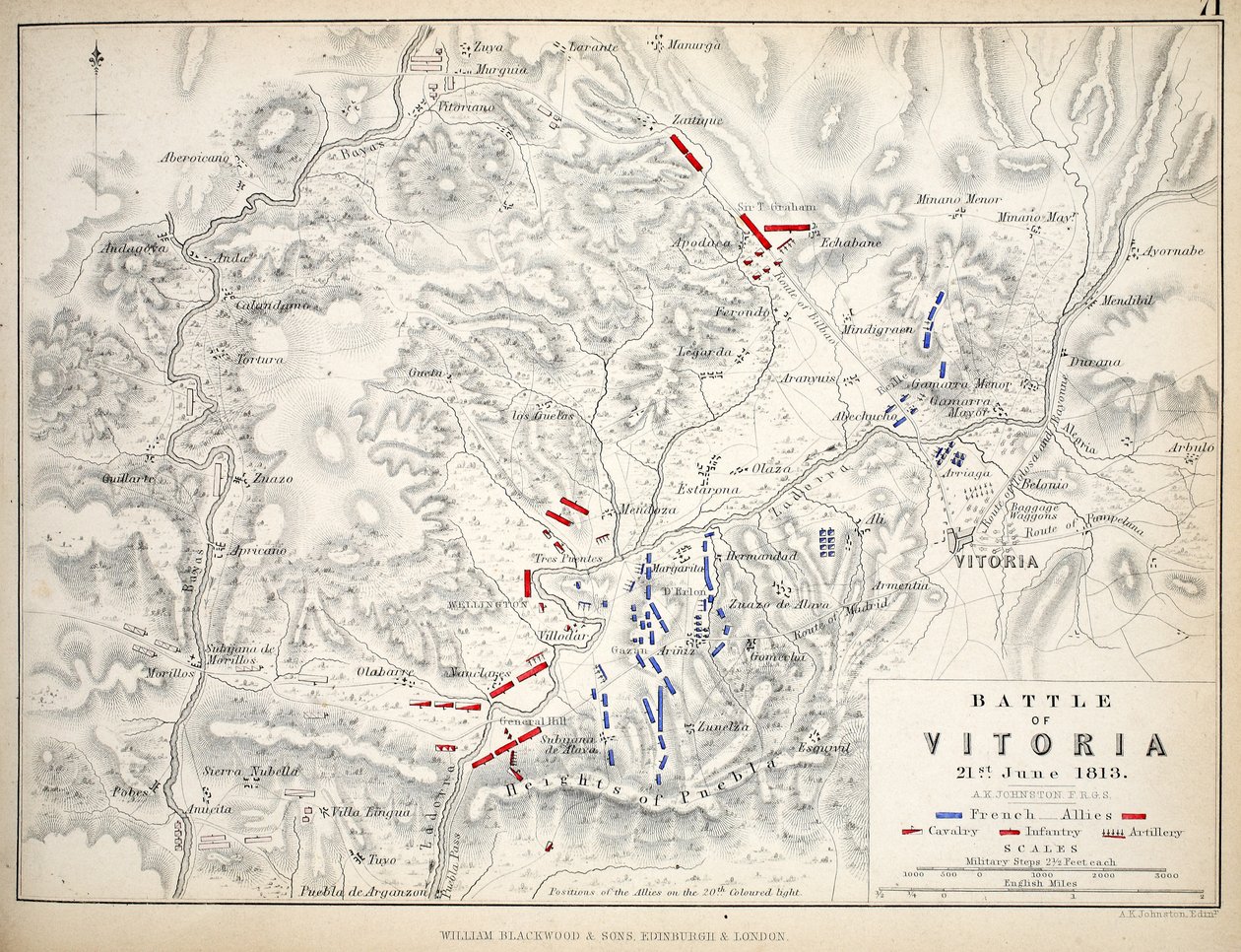 Map of the Battle of Vitoria, published by William Blackwood and Sons, Edinburgh and London, 1848 by Alexander Keith Johnston