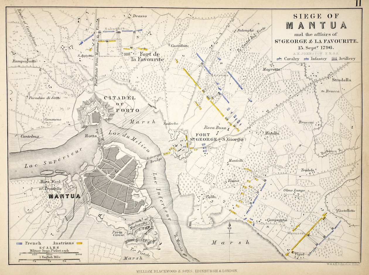 Map of the Siege of Mantua, published by William Blackwood and Sons by Alexander Keith Johnston