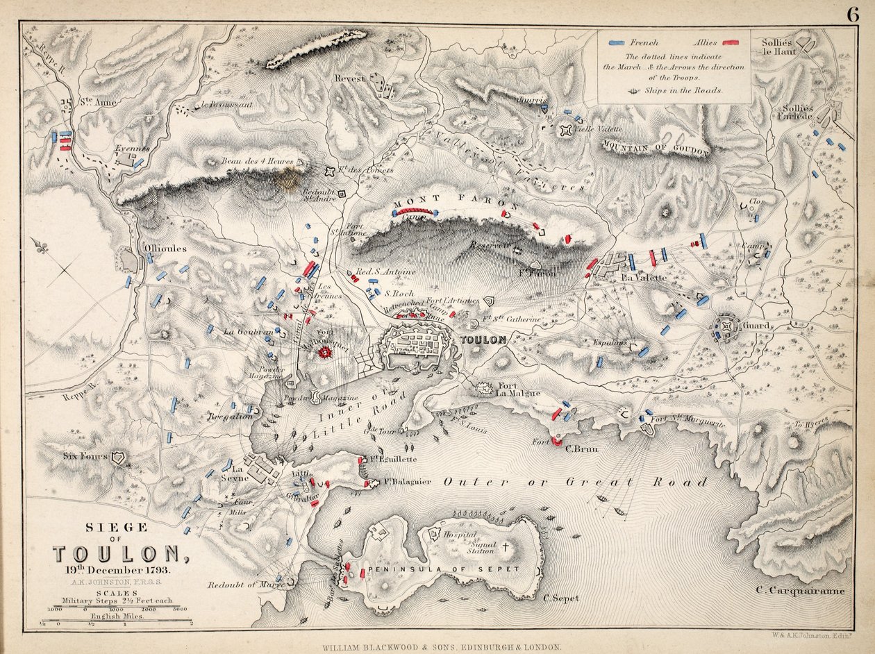 Map of the Siege of Toulon, published by William Blackwood and Sons, Edinburgh and London, 1848 by Alexander Keith Johnston