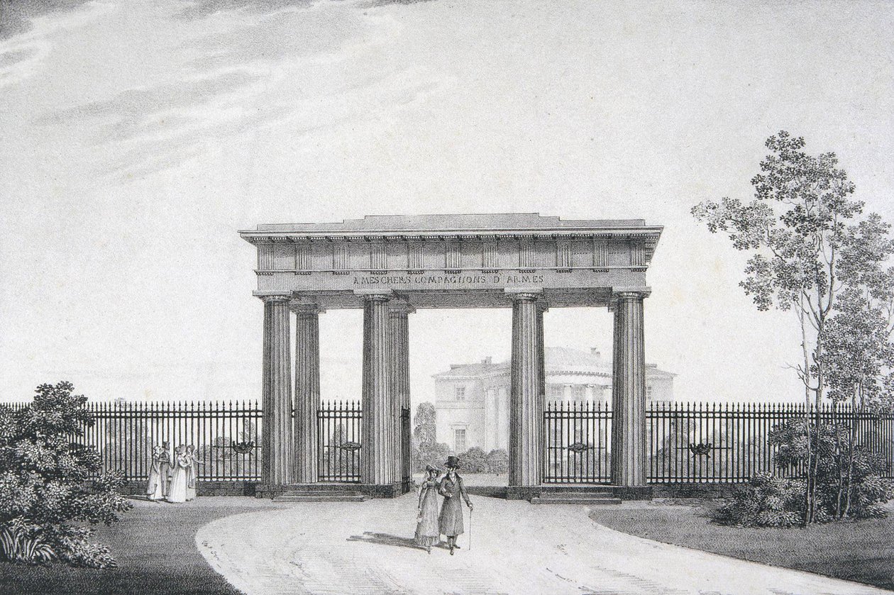 The To-my-Dear-Comrades-in-Arms Gate in the Catherine Park at Tsarskoye Selo, 1822 by Alexander Andreyevich Thon