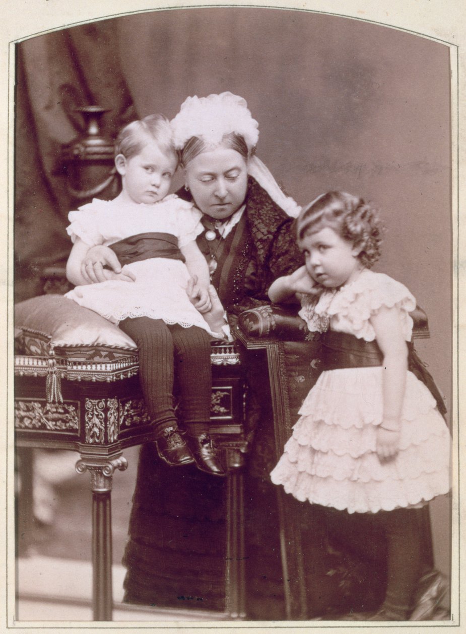 Queen Victoria with two of her grandchildren, April 1886 by Alexander Bassano