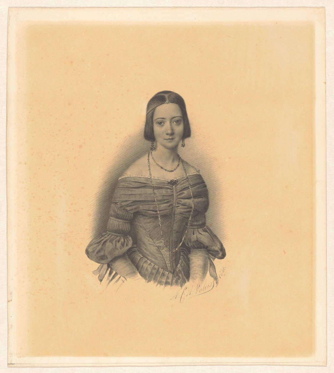 Portrait of Antoinette Marie Henriette Jeanne Reigersman, Wife of Jonkheer Mr Pieter van den Brandeler by Alexander Cesar August Valois (signed by artist)