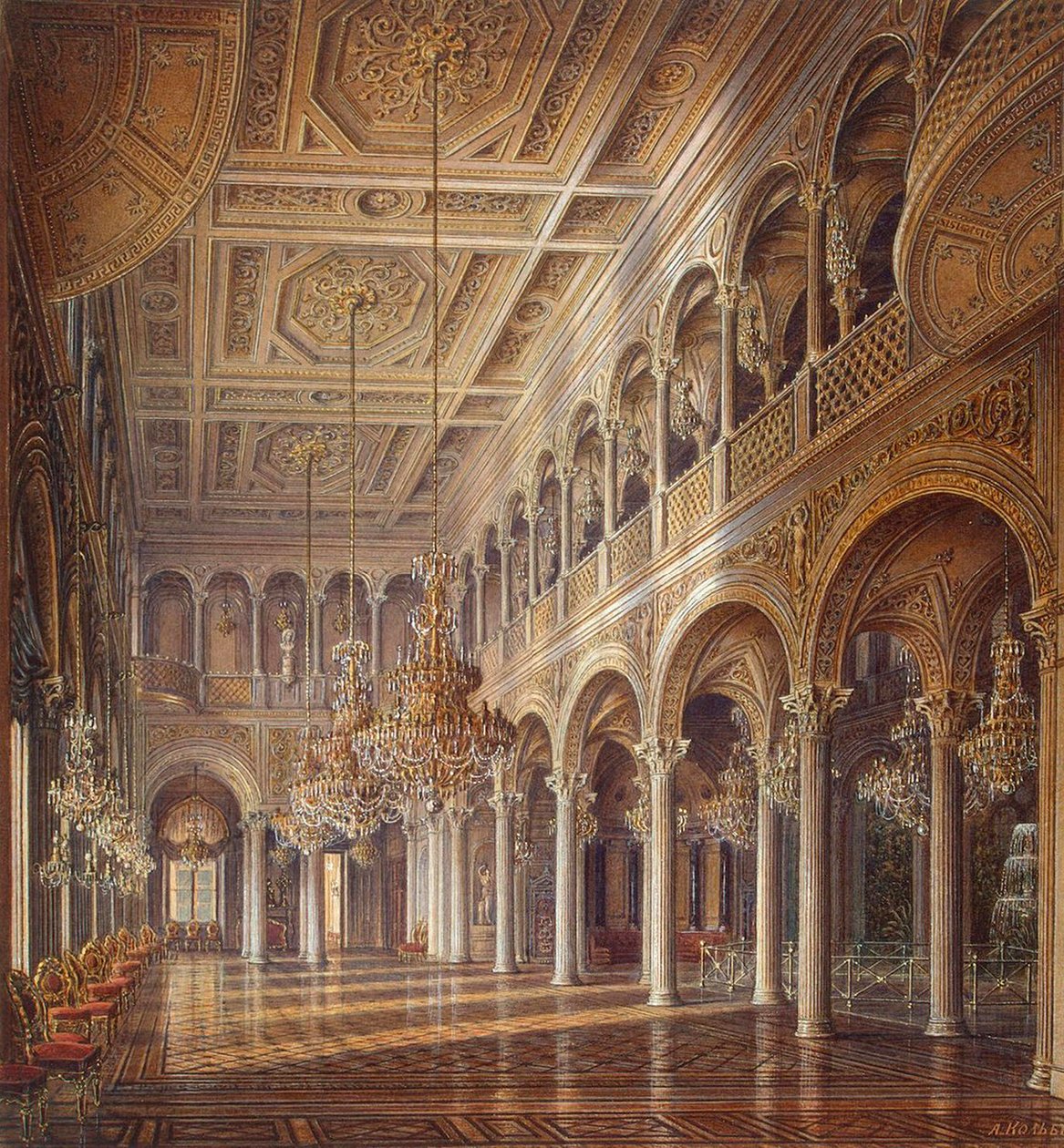 Interiors of the Small Hermitage, The Pavilion Hall, middle of the 19th century by Alexander Chrisophorovich Kolb