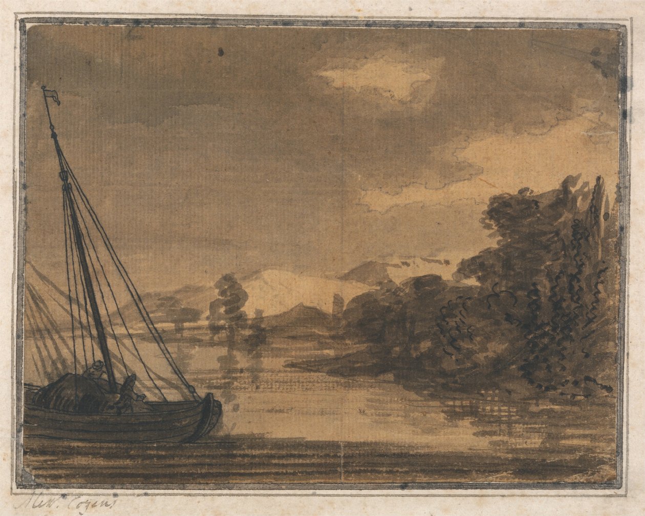 River and Boat by Alexander Cozens