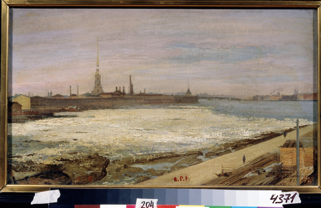 Ice Drifting in St Petersburg by Alexander Dimitrievitch Litovtchenko