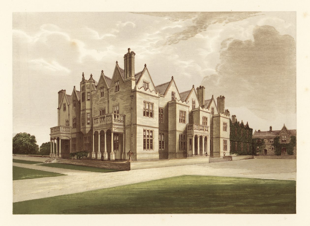 Acton Reynald Hall, Shropshire, England (engraving) by Alexander Francis (after) Lydon