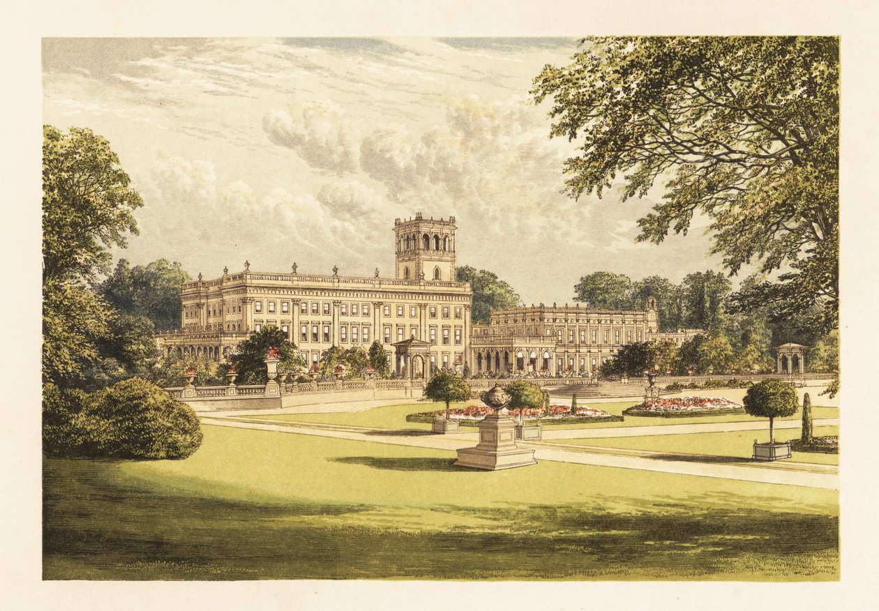 Trentham Hall, Staffordshire, England, 1880 (engraving) by Alexander Francis (after) Lydon