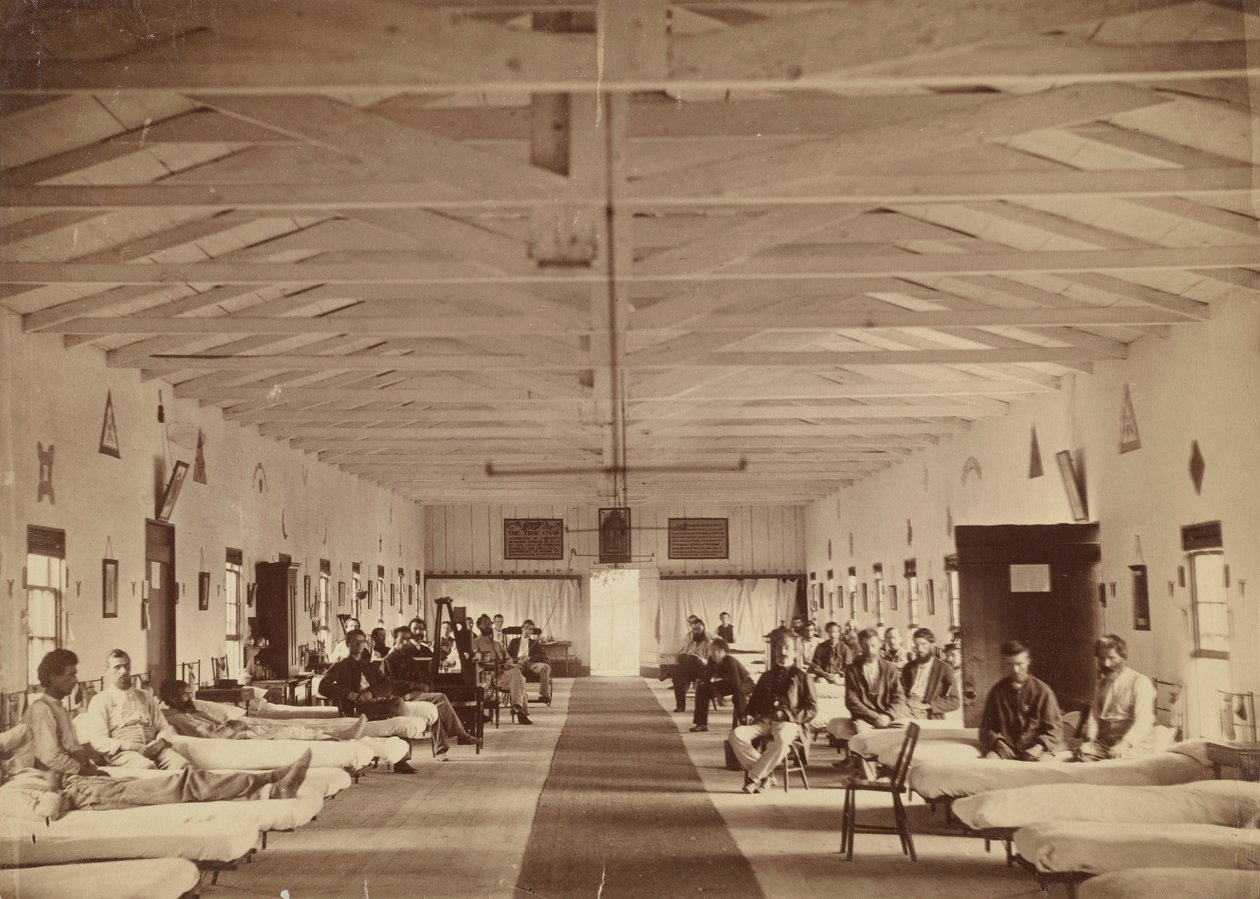 Armory Square Hospital, Interior of Ward K by Alexander Gardner.