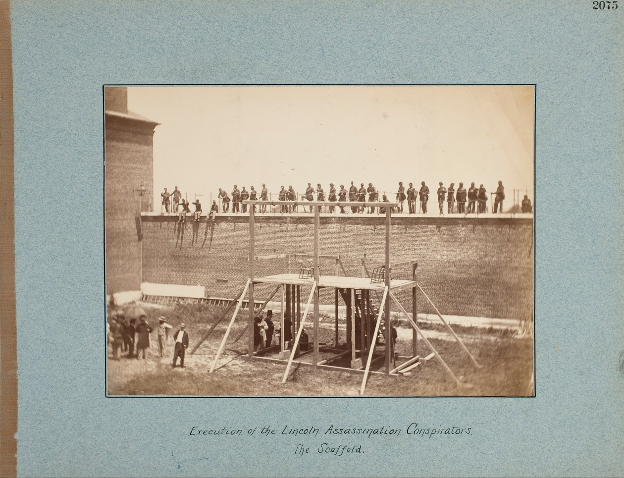 Execution of the Lincoln Assassination Conspirators. The Scaffold by Alexander Gardner