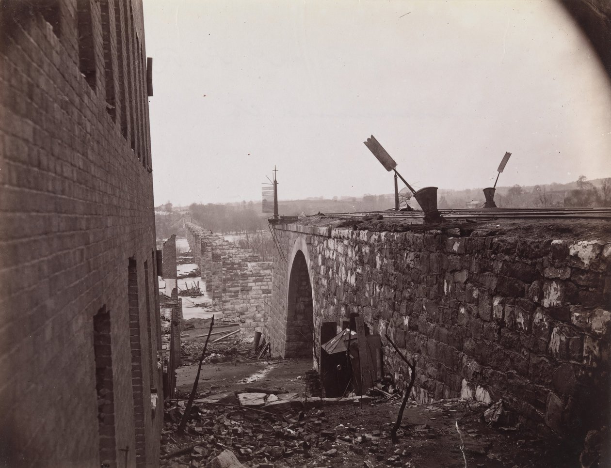 Ruins of Richmond & Petersburg Railroad Bridge, Richmond, Virginia by Alexander Gardner