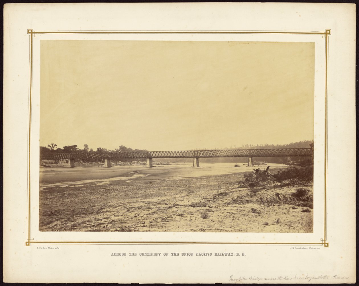 Turnpike Bridge across the Kaw River near Wyandotte, Kansas by Alexander Gardner
