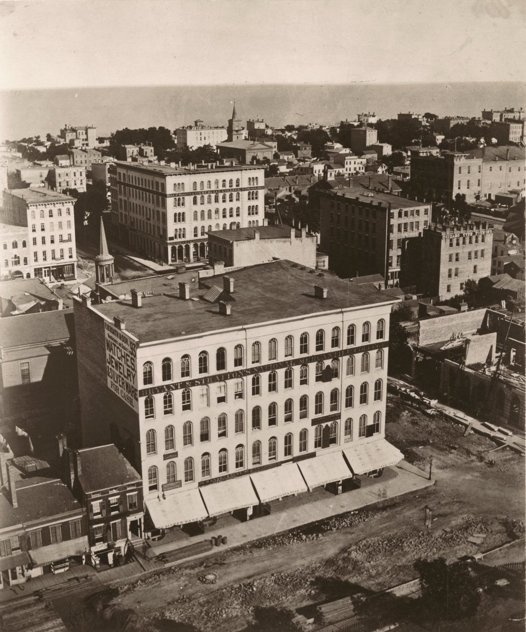 View east-southeast from the cupola of the courthouse in Chicago by Alexander Hesler