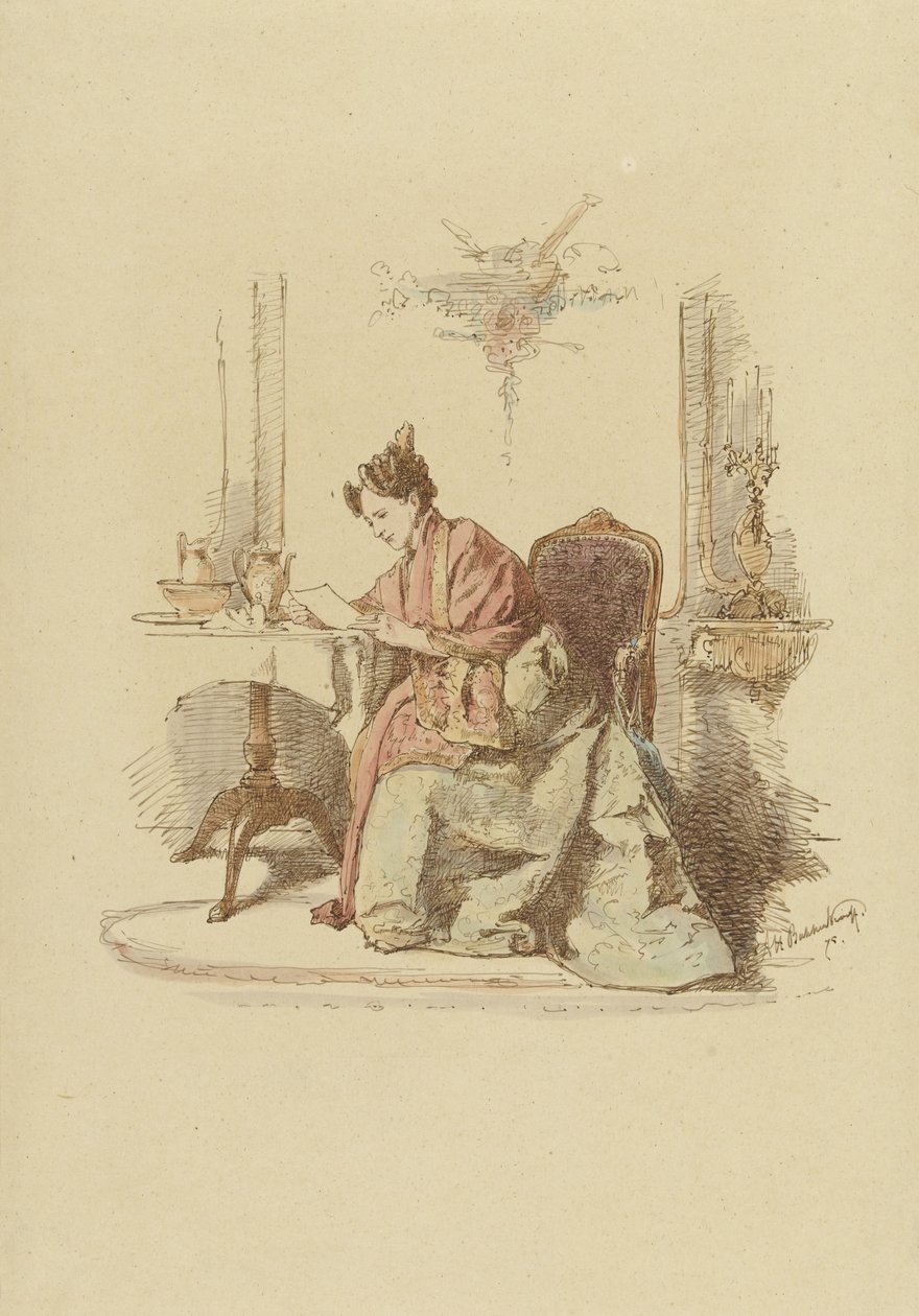 Woman Reading a Letter at a Table by Alexander Hugo Bakker Korff