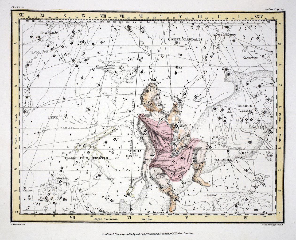 The Constellations (Plate IV) Auriga, Camelopaardalis, Telescopium Herschelli, from 