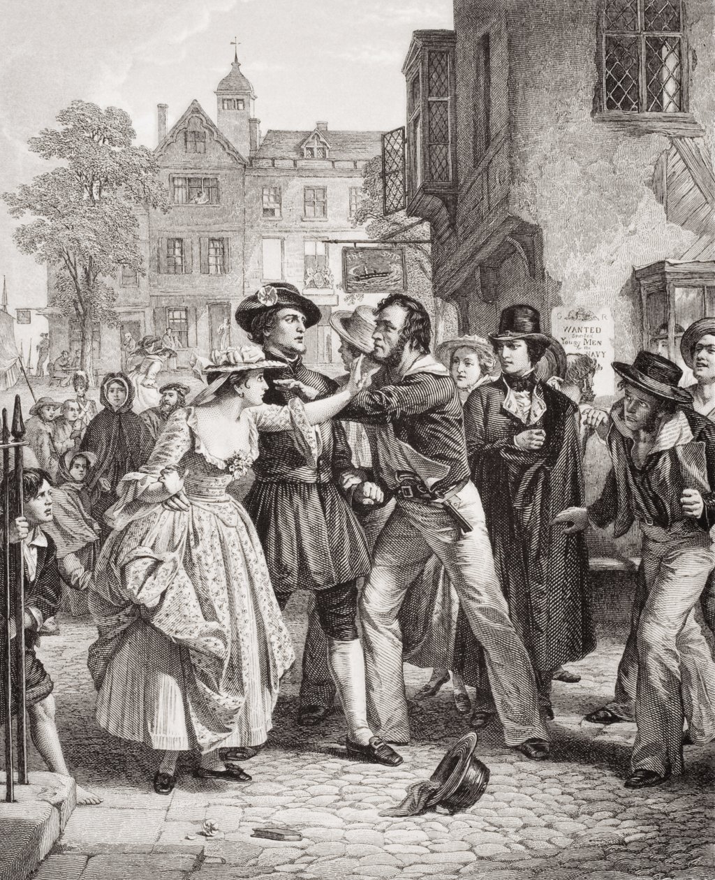The Press Gang Seizing a Waterman on Tower Hill on the Morning of His Marriage Day, from 