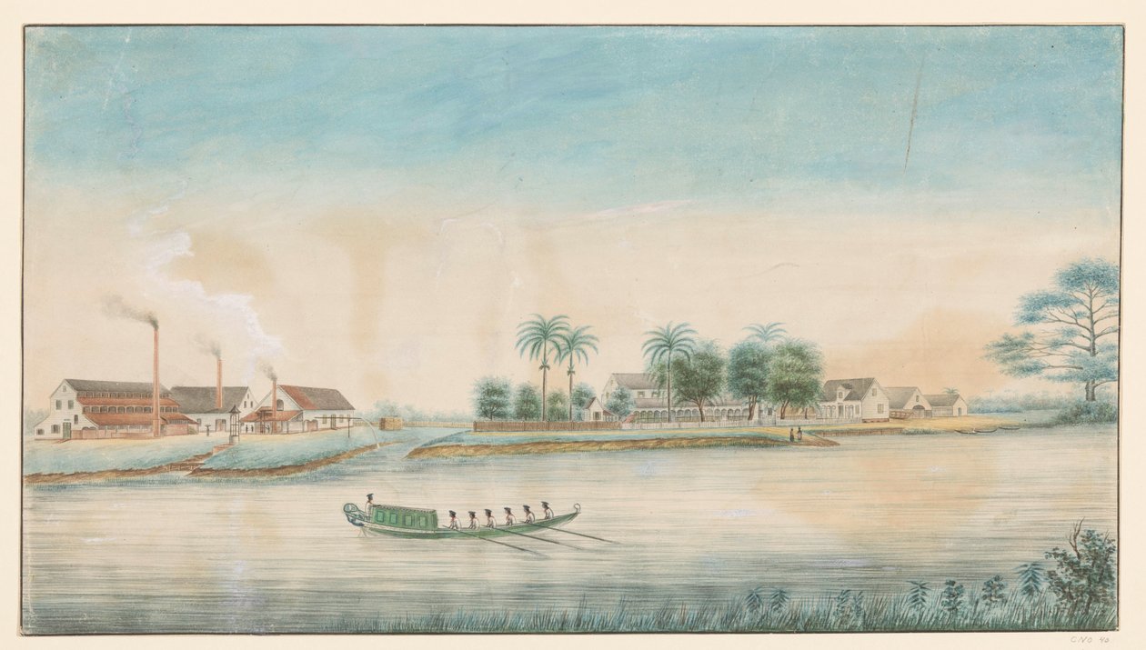 View of the Sugar Plantation Catharina Sophia from the Water by Alexander Ludwich Brockmann
