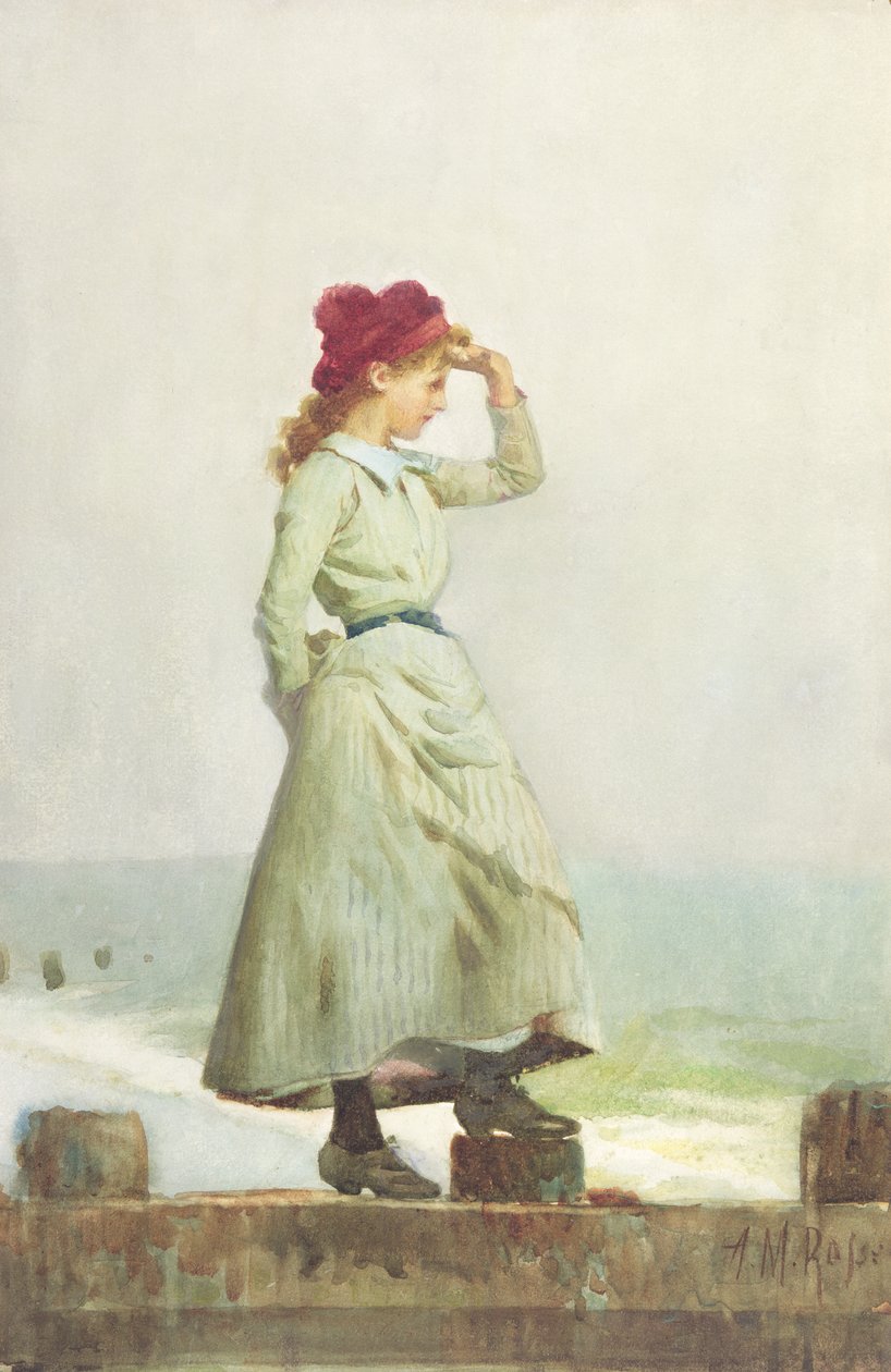 Young Girl on Seawall by Alexander M. Rossi