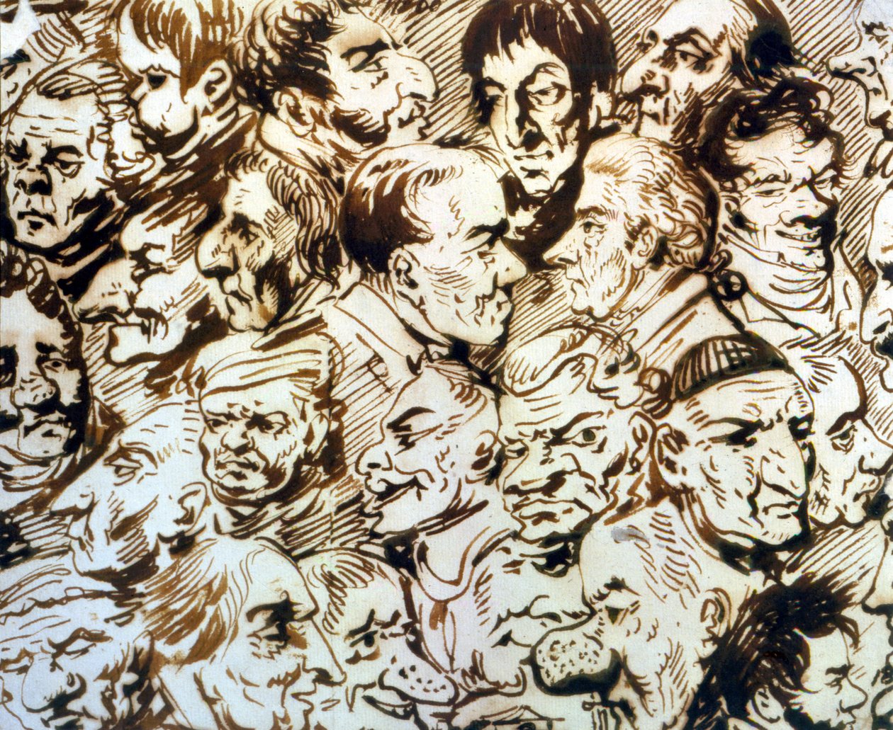 Self Portrait with Portraits of Giacomo Quarenghi and Thomas de Thomon by Alexander Osipovich Orlowski