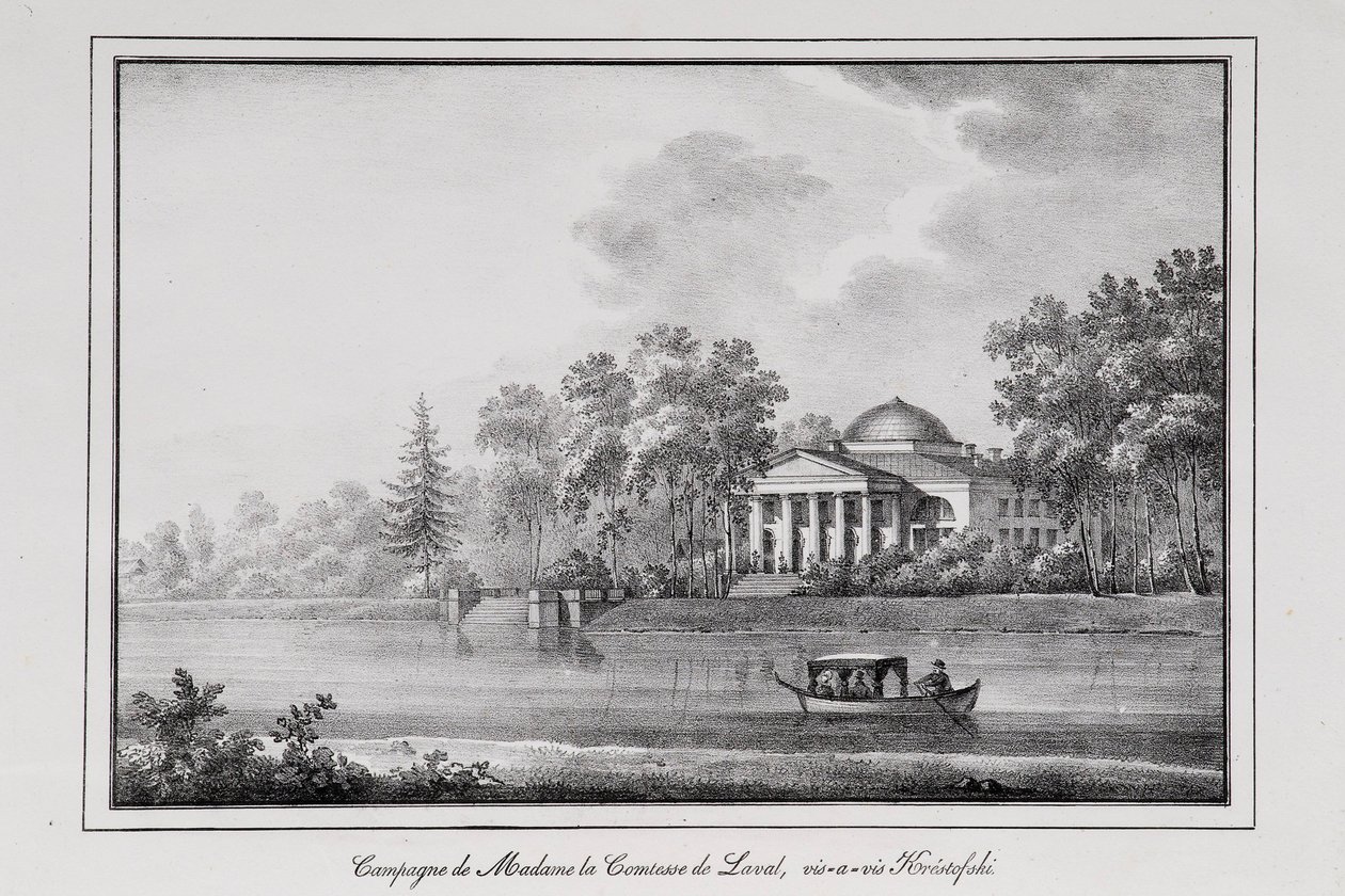 Summer House of Countess de Laval on the Aptekarsky Island, Series Views of Saint Petersburg, 1820s by Alexander Pluchart