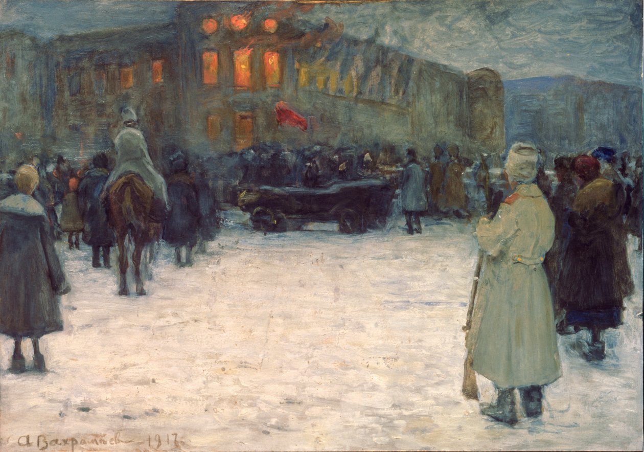A Fire at the Lithuanian Castle, February Revolution 1917, St Petersburg by Alexander Vakhrameyev