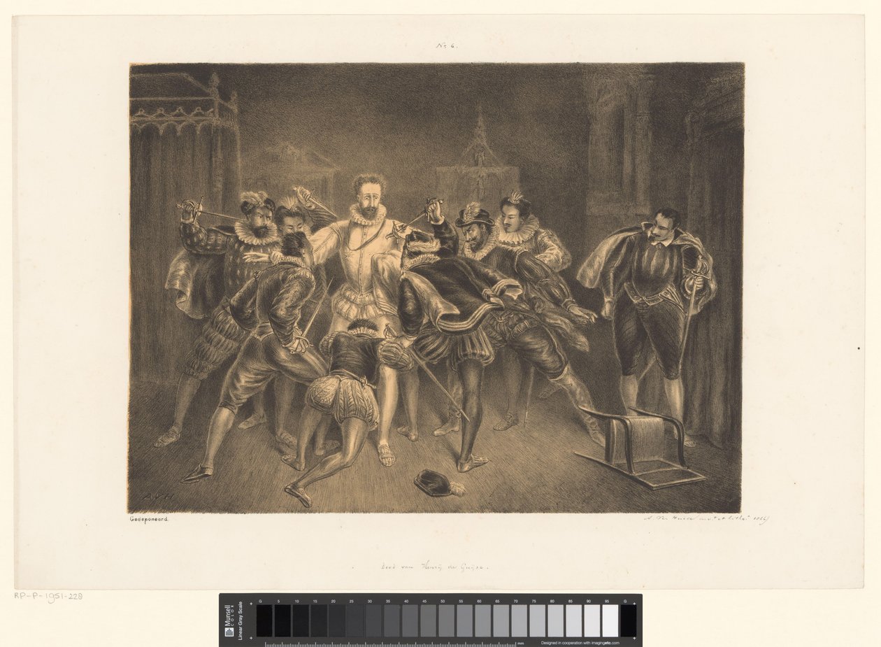 Murder of Henry of Guise by Alexander Ver Huell (signed by artist)