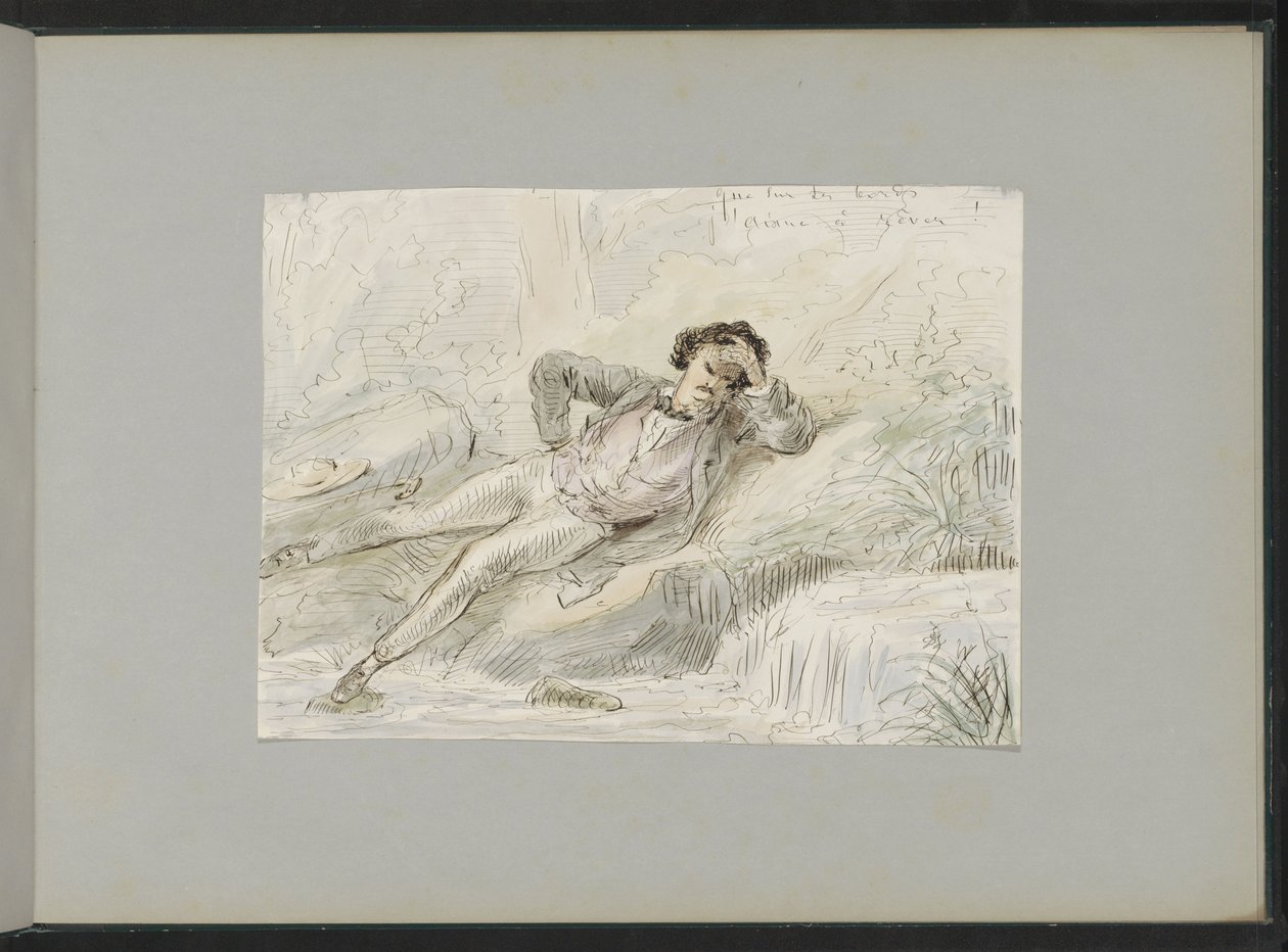 Daydreaming Man by a Waterside by Alexander Ver Huell