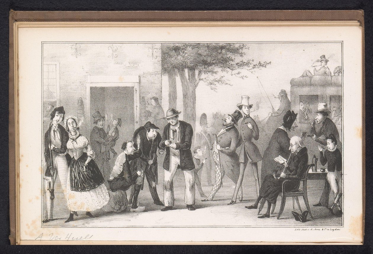 Caricature in Leiden Student Almanac, 1843 The Nicotian Herb by Alexander Ver Huell