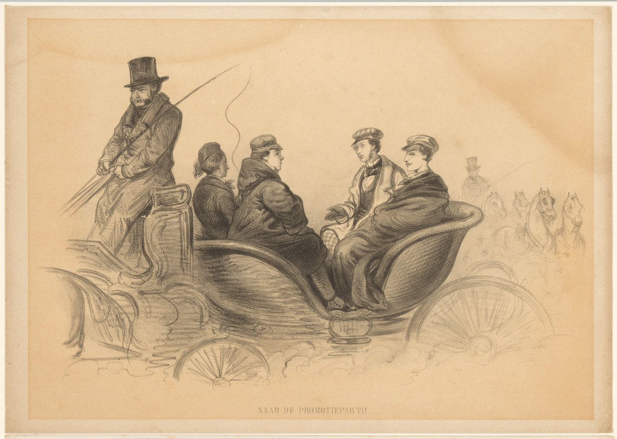 Four Students in a Carriage by Alexander Ver Huell